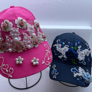 Lace and floral embellished baseball caps - main