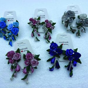 Polymer clay rose bouquet earrings