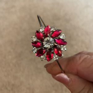 Red and clear rhinestone bangle bracelet