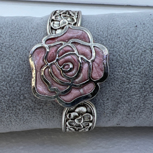 Silver rose filled antique spoon bracelet