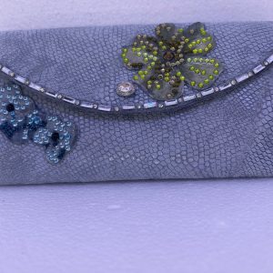Silver grey patterned leather wallet