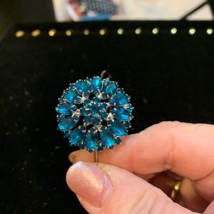 Teal rhinestone bangle bracelet